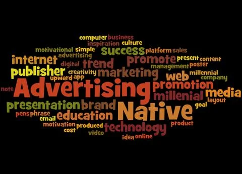 Native Advertising, word cloud concept Stock Illustration