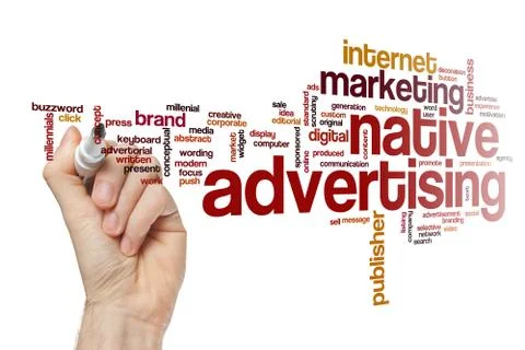 Native advertising word cloud concept Stock Illustration