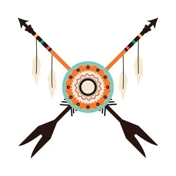 Native american arrows with feather Stock Illustration