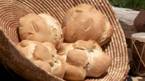 Native American baking bread Stock Footage 167546386