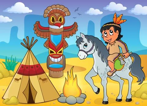 Native American boy theme image Stock Illustration