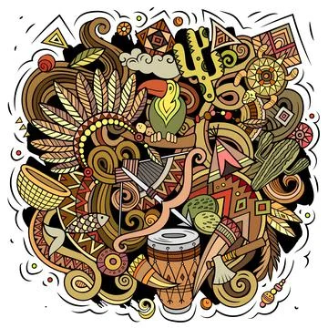 Native American cartoon vector doodle design Stock Illustration