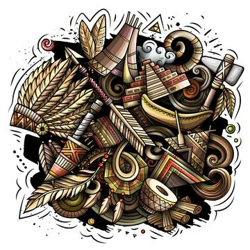 Native American cartoon vector doodle design Stock-Illustration