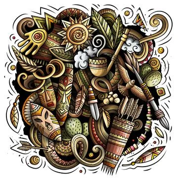 Native American cartoon vector doodle design Stock-Illustration