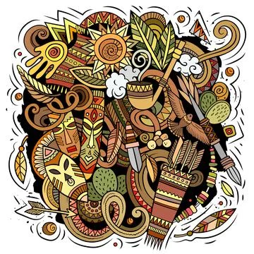 Native American cartoon vector doodle design Stock-Illustration