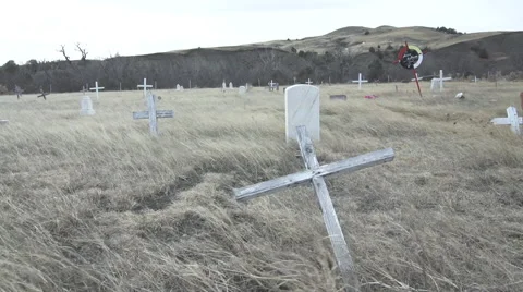 Native American cemetery during wind storm Stock Footage 40340021