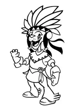 Native American Character cartoon. Vector illustration. Thanksgiving symbol Stock Illustration