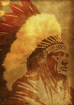 Native american chief portrait Illustrazione stock
