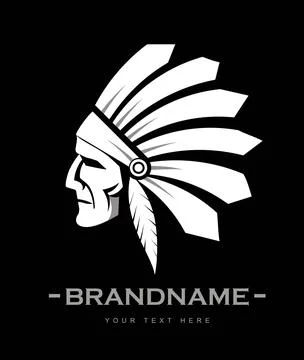 Native american chief, white in black, native american  day Stock Illustration