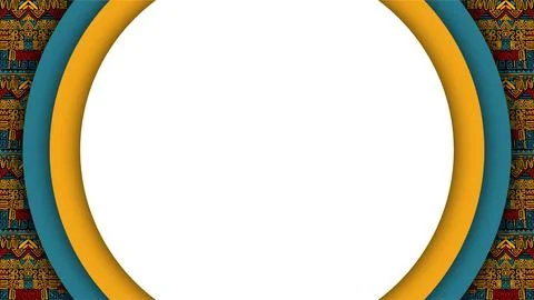 Native American Circular Frame with Tribal Pattern Background and Copy Space. Stock Illustration