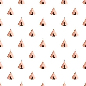 Native american cultural teepee repeating pattern background 库存插图