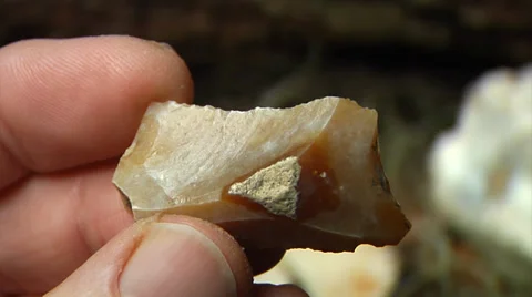 Native American, Cutter, scraper from chert, Native American stone tools Stock Footage 37085988