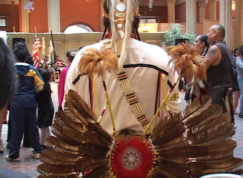 Native American dance &amp; drums 1, Indian tribal social-cultural gathering Stock Footage 296715746