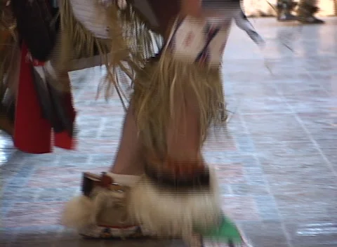 Native American dance &amp; drums 6, drum circle, womens dresses w bells Stock Footage 296716389