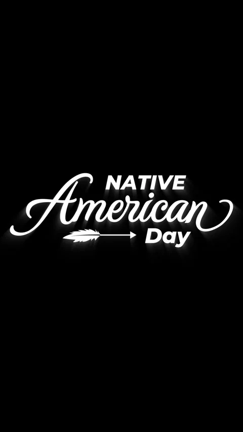 Native American Day Typography Animation on Black Background Vídeos de archivo 317419238