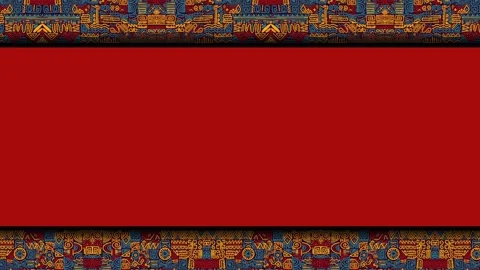 Native American Decorative Red Background Frame Animated Border Loop Video f Stock Footage 345502519