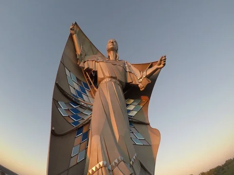 Native American Dignity Statue, South Dakota - tilt up from base - 2 variations Stock Footage 80971486