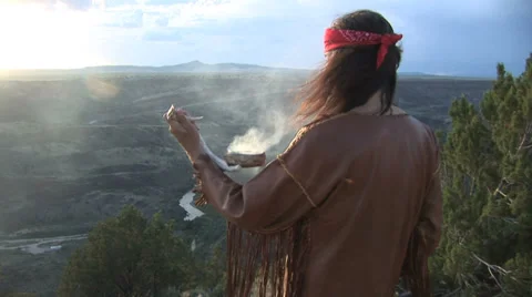 Native American Does Smudging Sage Ceremony 5 in series Stock Footage