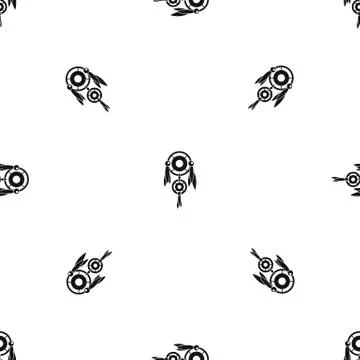 Native american dreamcatcher pattern seamless black Stock Illustration