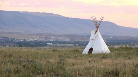 Native American dwelling in the plains. Stock Footage 311436411