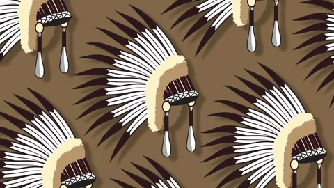 Native American Feather Headdress Pattern Animation for Cultural Heritage D.. Stock Footage 345567534