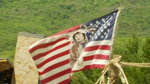 Native American Flag waving in wind Stock Footage 55316047