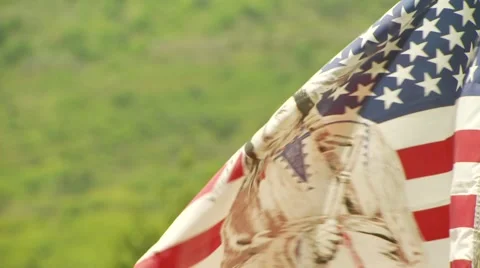 Native American Flag waving in wind Stock Footage 55316059