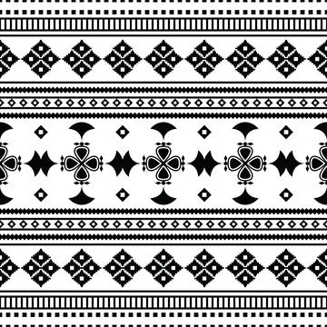 Native American geometric ethnic pattern in black and white colors. Stock Illustration