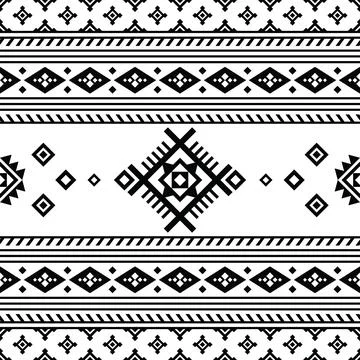 Native American geometric ethnic pattern in black and white colors. Stock Illustration