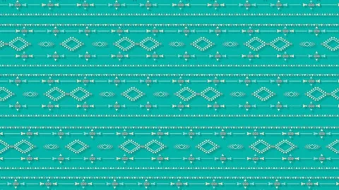 Native American Geometric Tribal Pattern Animation on Teal Background Loop. Stock Footage 345492259