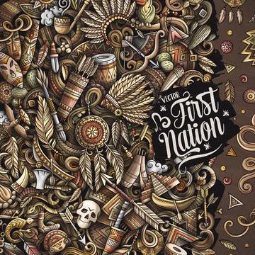 Native American hand drawn vector doodles frame Stock Illustration