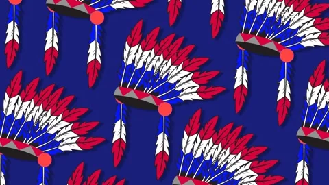 Native American Headdress Seamless Pattern Animated Background Heritage Day.. Stock Footage 345570610
