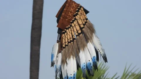 A Native American headdress in wind . Stock Footage 337573253
