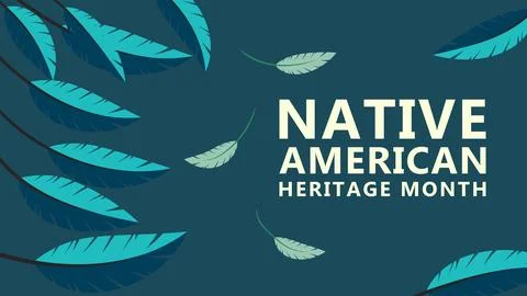 Native American Heritage Month. Background design with feather ornaments Stock Illustration