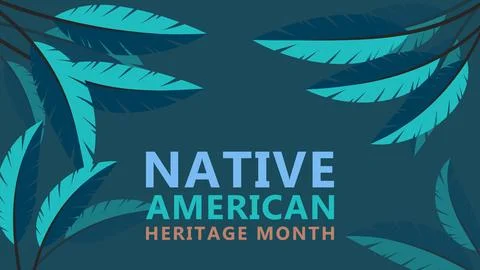 Native American Heritage Month. Background design with feather ornaments Illustrazione stock