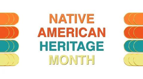 Native American Heritage Month text reveal on white background Stock Illustration