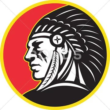 Native american indian chief side Stock Illustration