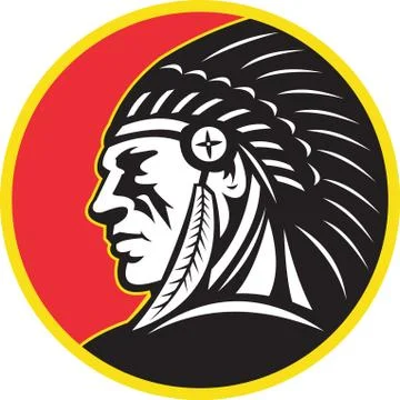 Native american indian chief side Stock Illustration