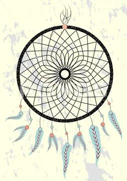 Native american indian dream catcher, traditional symbol. Bright card card wi Stock Illustration