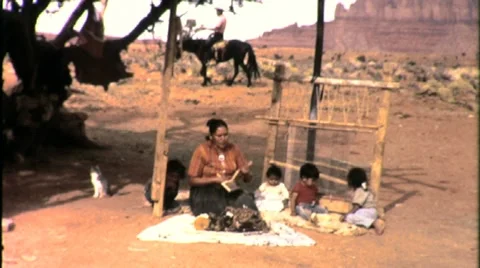 Native American Indian Navajo Reservation Family 1960s Vintage Film Movie 1524 Stock Footage
