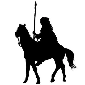 Native american indian silhouette riding a horse Stock Illustration