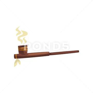 Native American indian smoking pipe vector Illustration on a white background Stock Illustration