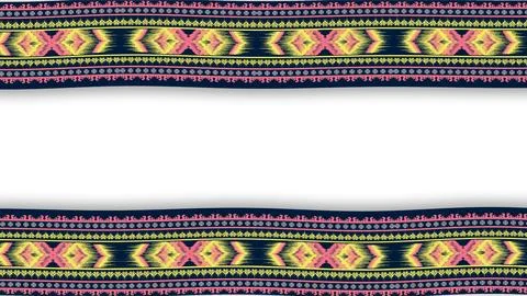 Native American Indigenous Geometric Pattern Fabric Border Frame On White B.. Stockfoto's