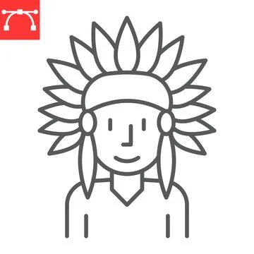 Native American line icon Stock Illustration