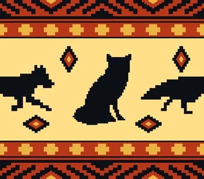 Native american pattern of wolfs Illustrazione stock