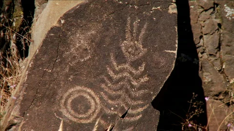 Native american petroglyph Stock Footage