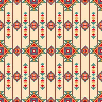 Native American Pixel Pattern with Vertical Stripes Stock Illustration