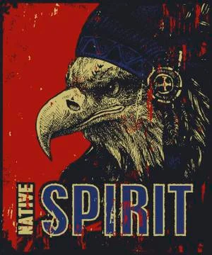 Native American poster, eagle in war bonnet Stock Illustration