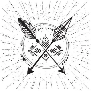 Native american poster, hipster, aztek style Perfect emblem for Stock Illustration