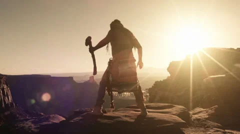 Native American Prepares For Battle Video stock 32515544